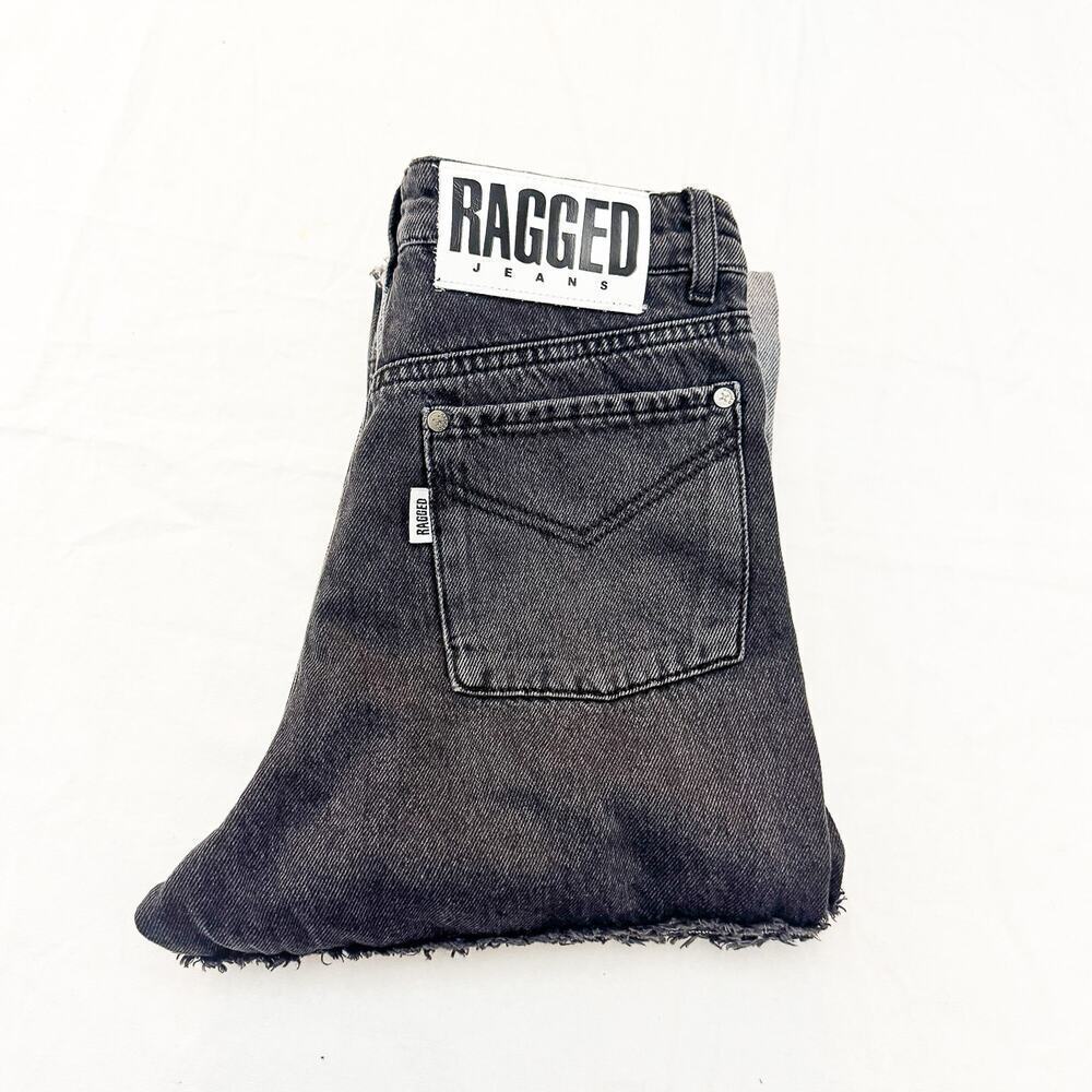 Ragged Patchwork Ombre Straight Leg Denim Jeans Raw Hem Size 26